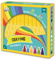 Craft Universe waskrijt neon/metallic junior 9 cm geel 24 stuks - thumbnail