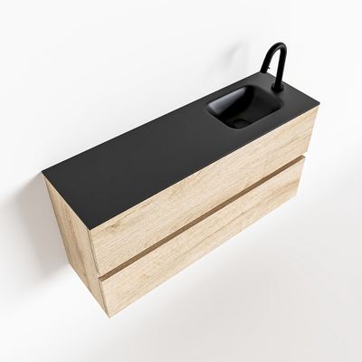 Toiletmeubel Mondiaz Ada | 100 cm | Meubelkleur Washed oak | Lex wastafel Urban Rechts | 1 kraangat