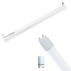 LED TL Armatuur met T8 Buis Incl. Starter - Aigi Dybolo - 60cm Enkel - 8W - Natuurlijk Wit 4200K - Beschermingsgraad