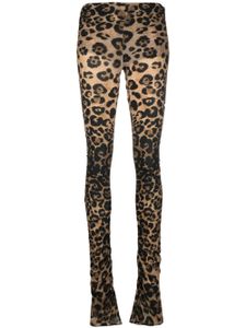 Blumarine legging froncé à imprimé léopard - Marron
