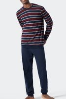 Schiesser pyjama met boorden blauw-rood