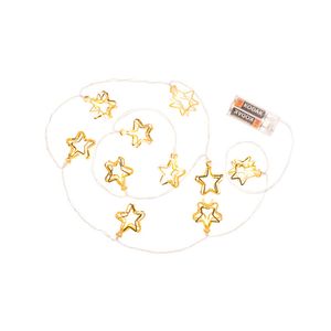 Lichtsnoer - 3D sterren -metallic goud -185 cm -batterij - verlichting - Lichtsnoeren