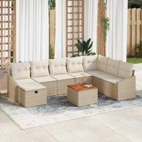 Tuinbankenset met kussen met opslag 9 pcs Beige Poly riet