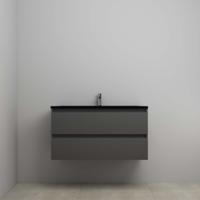 On-Line Onderkast - 100 cm - Voorgemonteerd - Ladestructuur - Acryl Wastafel - 1 Kraangat - Mat Antraciet