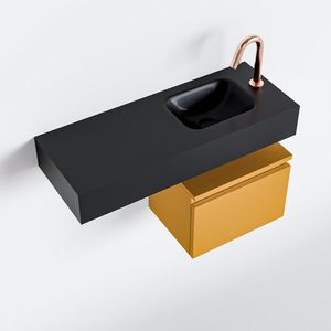 Toiletmeubel Mondiaz Andor | 80 cm | Meubelkleur Ocher | Lex vrijhangend wastafel Urban Rechts | 1 kraangat