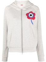 Kenzo logo-print zip-up hoodie - Tons neutres - thumbnail