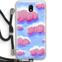 Roze wolken met vogels: Samsung Galaxy J7 (2017) Transparant Hoesje met koord