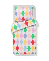 HEMA Peuterdekbedovertrek 120x150cm zacht katoen ruiten met poppenslaapzakje (multi)