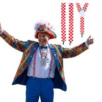 Carnaval verkleed bretels Brabant - 2x - Rood met wit geblokt - volwassenen