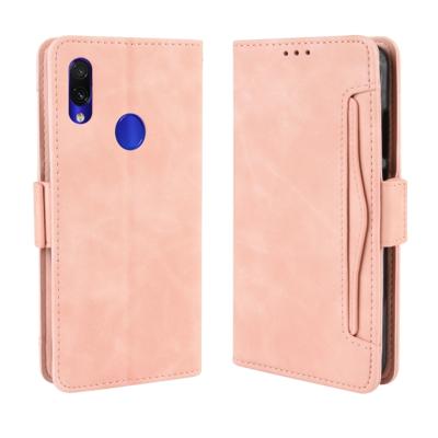 Portemonnee stijl huid voelen kalf patroon lederen draagtas voor Xiaomi Redmi opmerking 7/opmerking 7 Pro/Opmerking 7S met aparte kaartsleuf (roze)