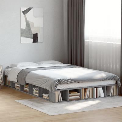 Bedframe bewerkt hout grijs sonoma eikenkleurig 135x190 cm