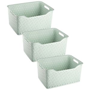 Opbergmand/kastmandje - 3x stuks - 18 liter - mintgroen - kunststof - 29 x 39 x 19 cm