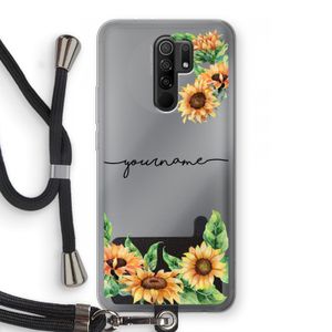 Zonnebloemen: Xiaomi Redmi 9 Transparant Hoesje met koord