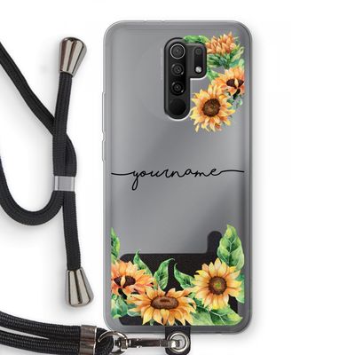 Zonnebloemen: Xiaomi Redmi 9 Transparant Hoesje met koord