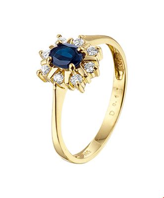 TFT Ring Saffier En Diamant 0.152 Ct. Geelgoud