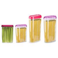 Voedselcontainers set - 4 stuks - roze - 2350ml en 1500ml - kunststof - voorraadpot/strooibus