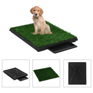 VidaXL Huisdierentoilet met bak en kunstgras 63x50x7 cm groen
