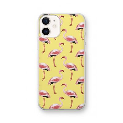 Flamingo's geel: iPhone 12 Transparant Hoesje