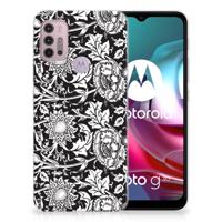 Motorola Moto G30 | G10 | TPU Case | Black Flowers