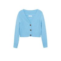 Mango gebreid vest met textuur blauw - thumbnail