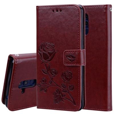 Rose reliëf horizontale Flip PU lederen draagtas voor Huawei mate 20 lite met houder & kaartsleuven & portemonnee (bruin)