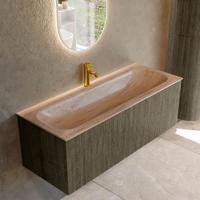 Badmeubel Mondiaz Kurve-Dlux | 120 cm | Meubelkleur Shadow | Wastafelkleur Saba | Solid surface | Wasbak midden spoelbak | 1 kraangat