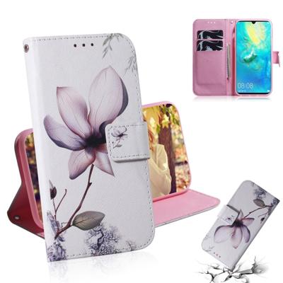 Magnolia bloem patroon gekleurde tekening horizontale Flip lederen case voor Huawei mate 20 X met houder & card slots & portemonnee