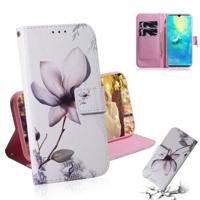 Magnolia bloem patroon gekleurde tekening horizontale Flip lederen case voor Huawei mate 20 X met houder & card slots & portemonnee