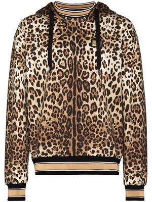 Dolce & Gabbana hoodie à imprimé léopard - Noir