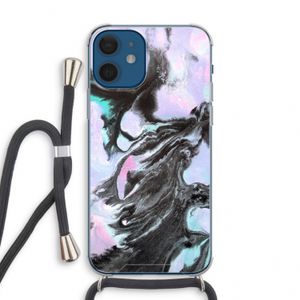 Pastel zwart: iPhone 12 mini Transparant Hoesje met koord