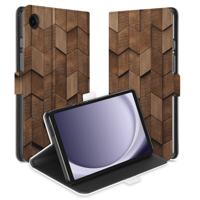 Uniek Samsung Galaxy Tab A9 Tablethoesje Wooden Cubes Design | B2C Telecom