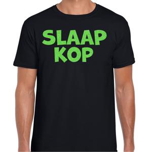 Verkleed T-shirt voor heren - slaap kop - pyjama party - zwart - glitter groen - themafeest