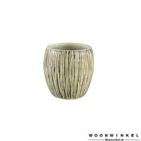 Audrey ceramic glazed yellow bombey pot round m - thumbnail