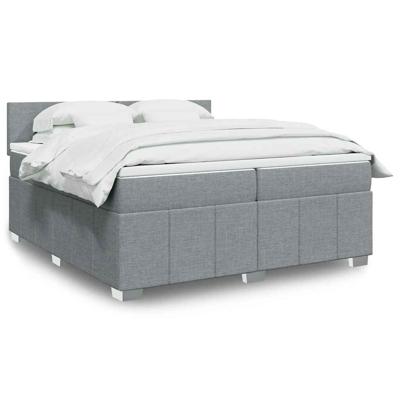 Boxspring met matras stof lichtgrijs 200x200 cm
