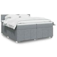 Boxspring met matras stof lichtgrijs 200x200 cm