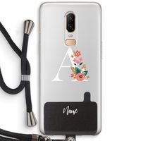 Pink Bouquet: OnePlus 6 Transparant Hoesje met koord