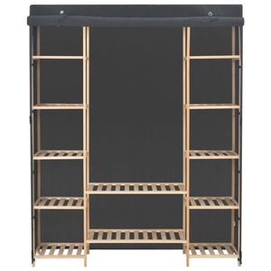 The Living Store Stoffen Kledingkast - Grijs - 135 x 40 x 170 cm - Duurzame houten structuur