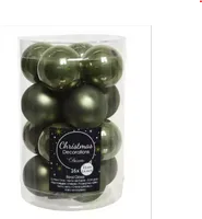 Kerstbal glas mix mos groen 16st
