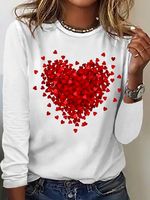 Women's Heart Simple Cotton-Blend Long Sleeve Top