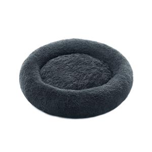 Pluizig hondenbed in de vorm van een donut, Donkergrijs / L 100 x B 100 x H 20 cm