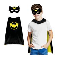 Superhelden verkleedset voor kinderen - zwart - vleermuis - one size - cape/oogmasker - comic/striph - thumbnail