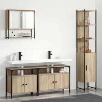 Badkamermeubelset met plank Wandgemonteerd met opslag met de deur met spiegel 4 pcs Sonoma eiken Medium