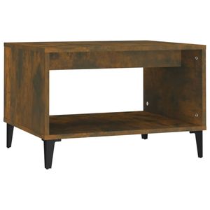 The Living Store Salontafel Gerookt Eiken - 60 x 50 x 40 cm - Metalen Poten