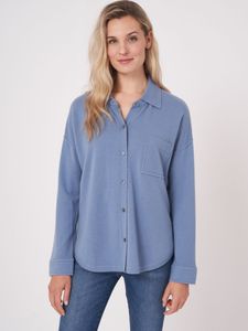Fijngebreide blouse met overhemdkraag