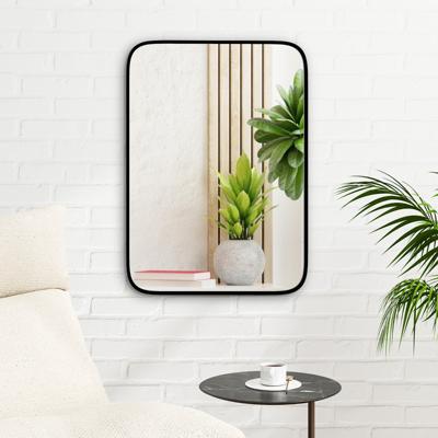 Rechthoekige Badkamerspiegel 70 x 50 cm Badmeubelspiegel met Breukvast Wandspiegel met Aluminium Lijst Zwart