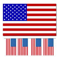 Bellatio Decorations - Vlaggen versiering set - USA/Amerika - Vlag 90 x 150 cm en vlaggenlijn 4 mete