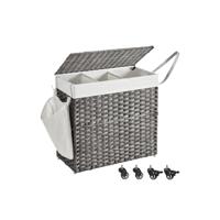 Handgeweven wasmand van 140 liter, gemaakt van polyrotan, Grijs / 140L (66 x 33 x 66 cm)