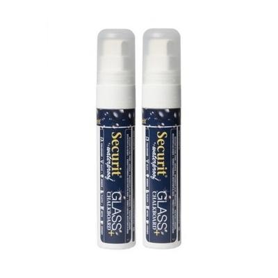 Securit watervaste krijtstiften met platte punt - 4x stuks - wit - 7 en 15 mm