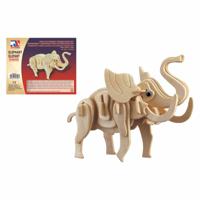 Houten dieren 3d puzzel olifant bouwpakket 20 cm - 3D puzzels - thumbnail