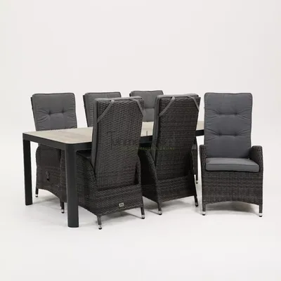 Tuinstoel Vita Veloso met Castilla Negro 220 x 100 cm tafel